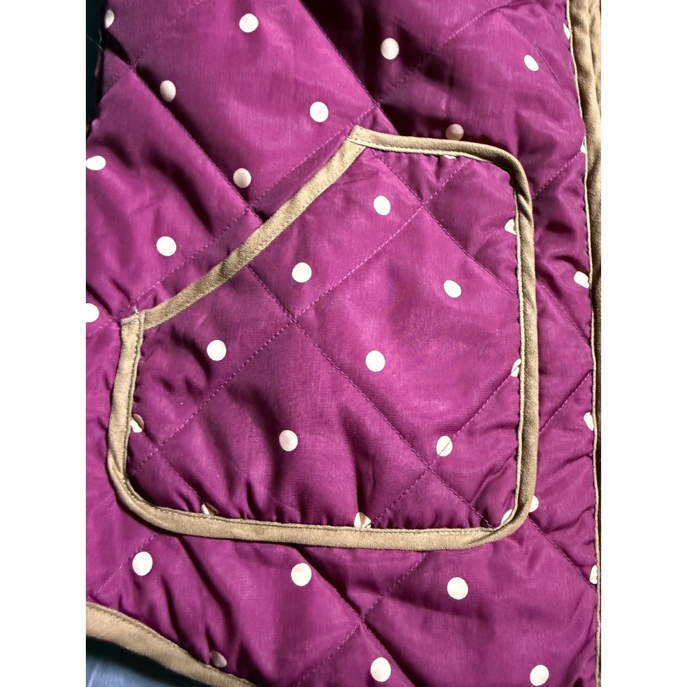 Red Camel Quilted Puffer Vest Womens Size M Purple Polka Dot Zip Front Pocket - Picture 2 of 9
